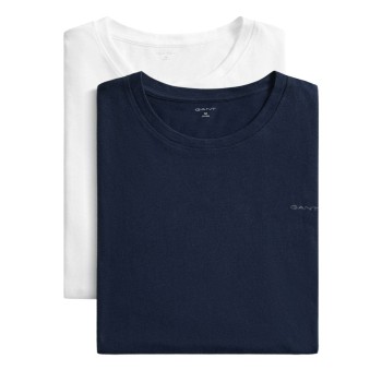 Gant 2P Basic Crew Neck T-Shirt Hvid/Marine bomuld Medium Herre