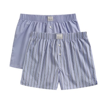 Gant 2P Striped Boxer Shorts Lyseblå bomuld Medium Herre