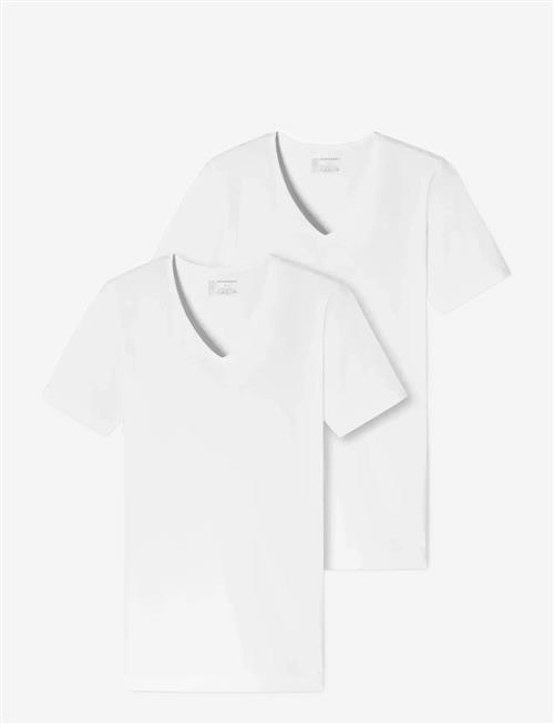 Schiesser | Short-Sleeve Shirts, 2-Pack, Deep V-Neck, White – 95/5 | M