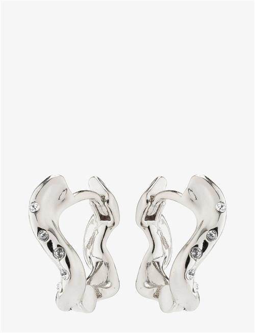 Pilgrim | Evra Organic Shaped Crystal Hoops Silver-Plated | ONE SIZE