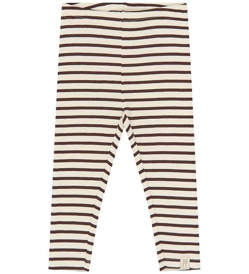 Petit Piao Leggings - Rib - PpSky - Chestnut Striped
