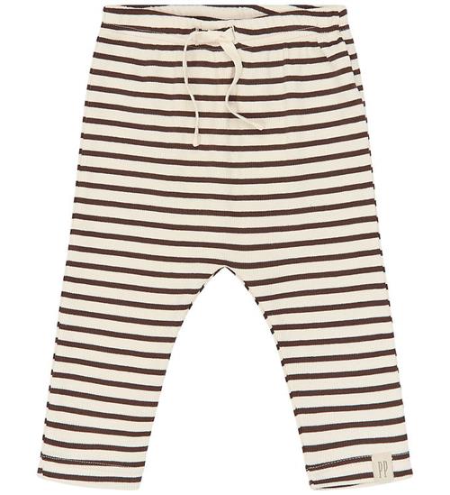 Petit Piao Bukser - Rib - Bomuld/Modal - PpSky - Chestnut Stripe