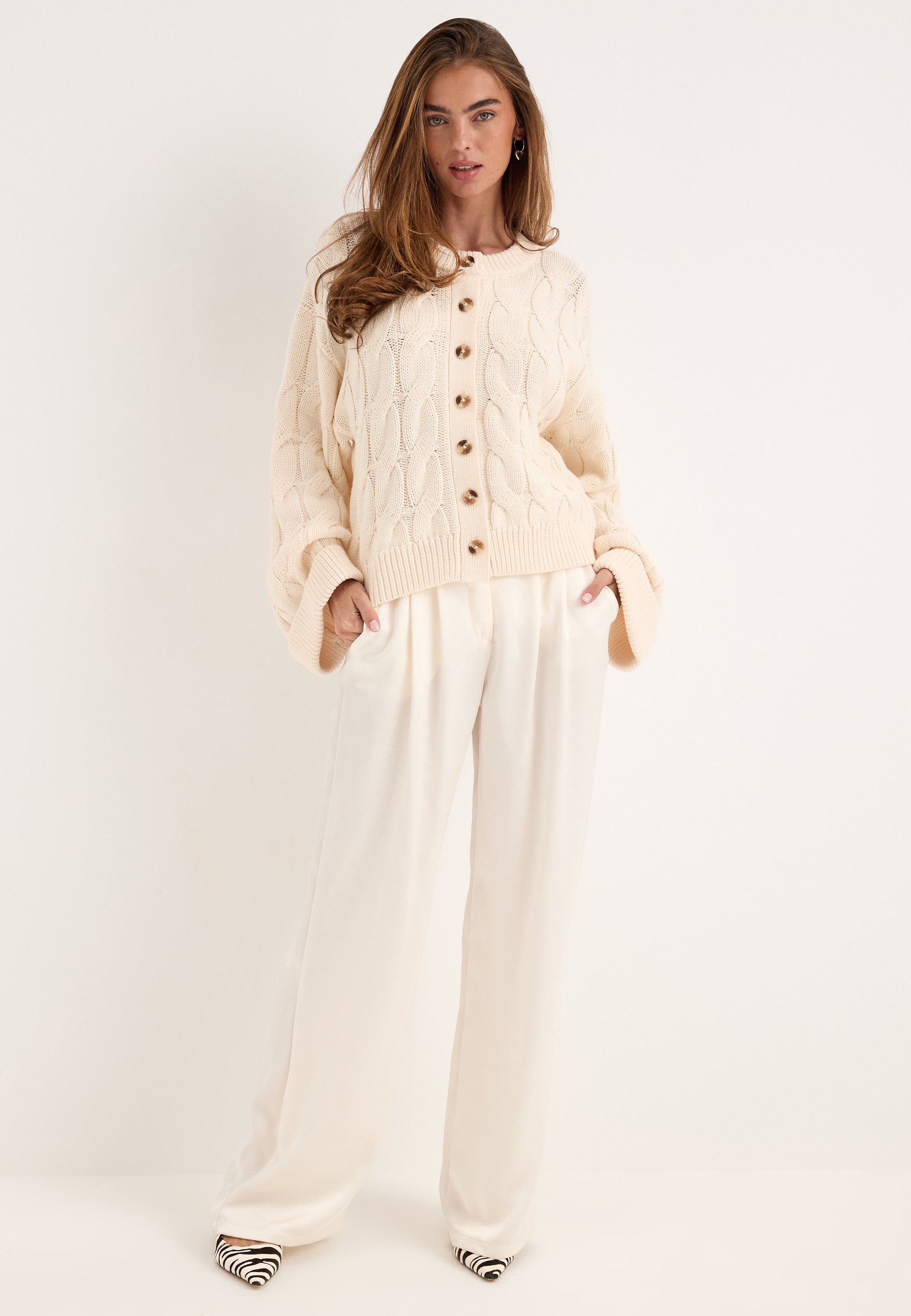 BUBBLEROOM Cable Knitted Cardigan