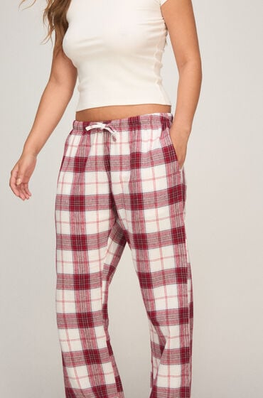 Hunkemöller Pyjamasbukser af flonel Hvid