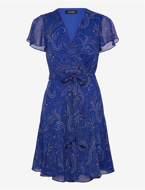 Lauren Ralph Lauren | Paisley Crinkle Georgette Surplice Dress | 36