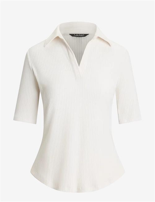 Lauren Ralph Lauren | Rib-Knit Elbow-Sleeve Polo Tee | L