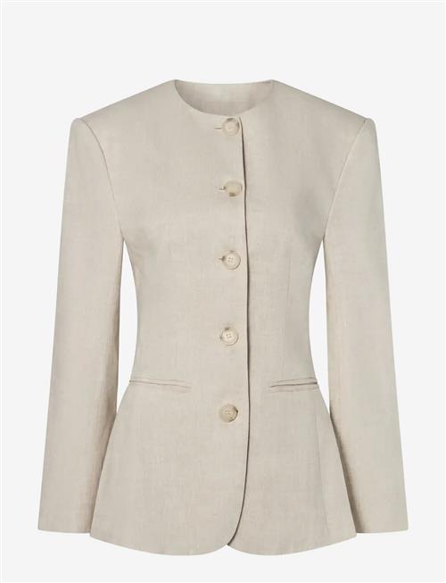 Malina | Carol Fitted Round Neck Linen Blazer | 44