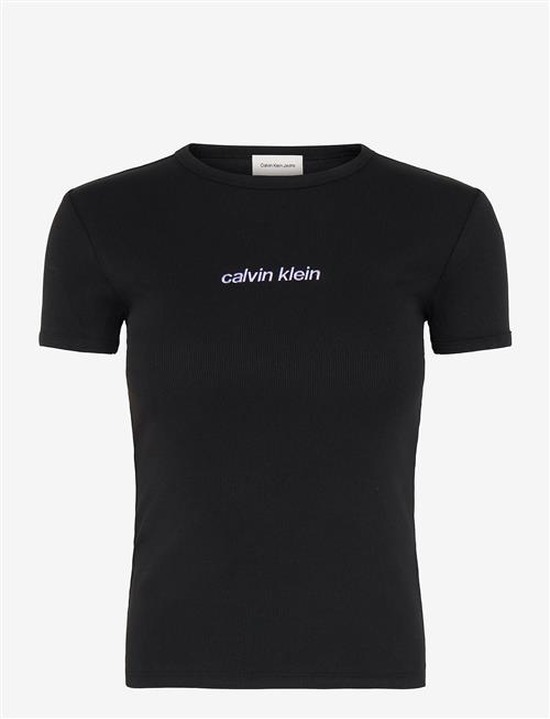 Calvin Klein Jeans | Ss Contour Rib Logo Ringer Tee | XS