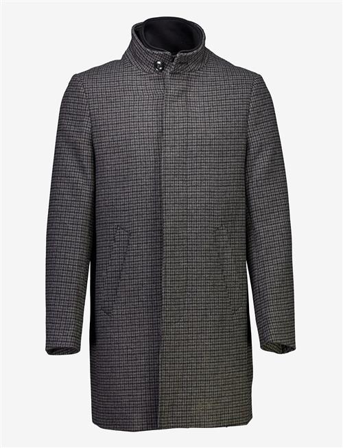 Lindbergh Black | Detachable Collar Houndstooth Wool Coat | L