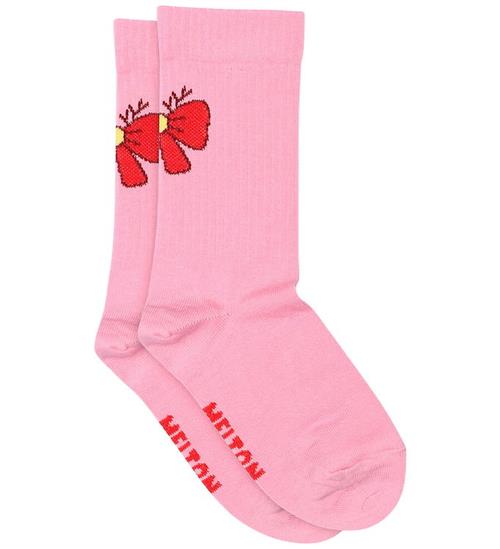 Melton Strømper - Antler bow - Begonia Pink