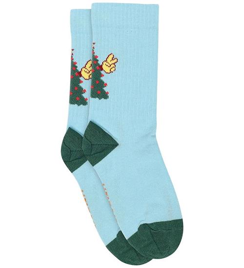 Melton Strømper - Tree peace - Sky Blue
