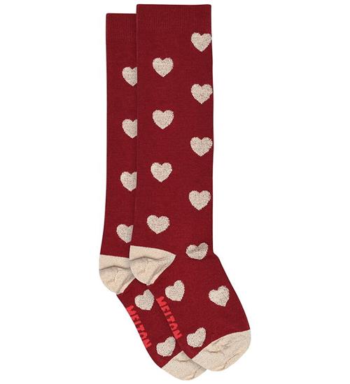 Melton Knæstrømper - Hearts - Sundried Tomato