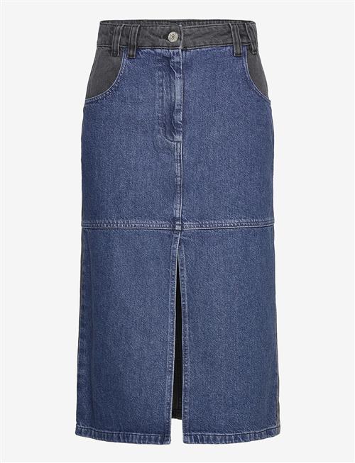 Stella Nova | Black And Blue Denim Midi Skirt | 36