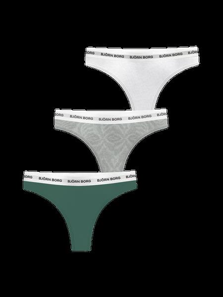 Björn Borg Logo Thongs 3-pack Grøn, XXL