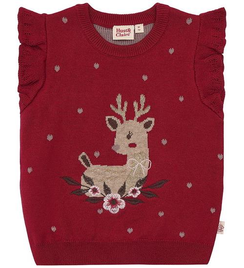 Hust and Claire Vest - Strik - HCEllie - Teaberry m. Rensdyr