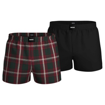BOSS 2P Cotton Pyjama Shorts Sort/Ternet bomuld Medium Herre