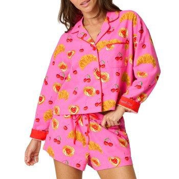 PJ Salvage Short Flannel Pyjama Rosa/Rød bomuld Medium Dame