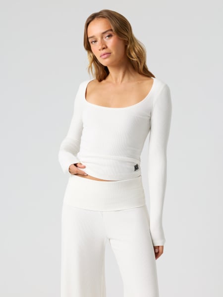Björn Borg Studio Rib Long Sleeve Hvid, L