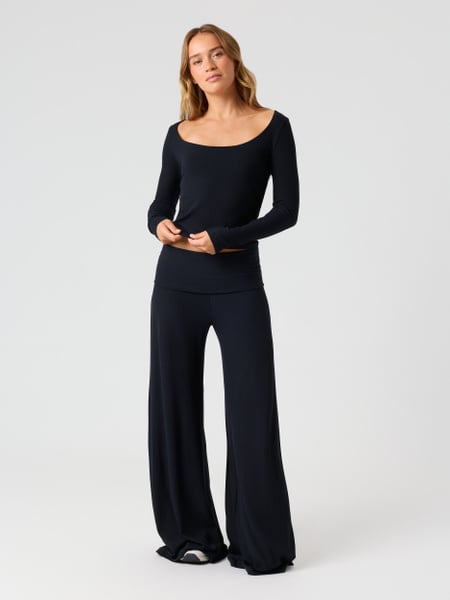 Björn Borg Studio Rib Folded Wide Pants Sort, XL