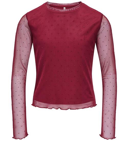 Kids Only Bluse - Mesh - KogJada - Rumba Red/DTM Rhinestones