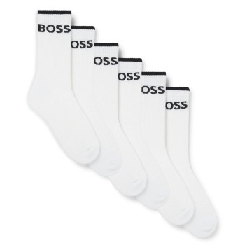 BOSS Strømper 6P Quarter Stripe CC Sock D1 Hvid Str 43/46 Herre