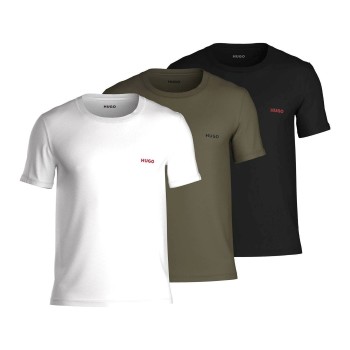 HUGO 3P Triplet T-Shirt D1 Sort/Grøn bomuld Small Herre