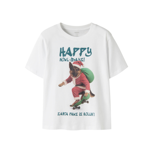 NAME IT T-shirt Vosmas Bright White Dog Skater