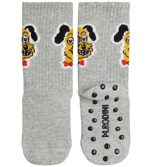 Mini Rodini Strømper - Dog - Anti-Slip - Grey Melange