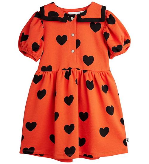 Mini Rodini Kjole - Sweat - Hearts AOP - Rød