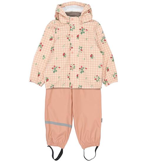 Mikk-Line Regntøj m. Seler - PU - Strawberry AOP