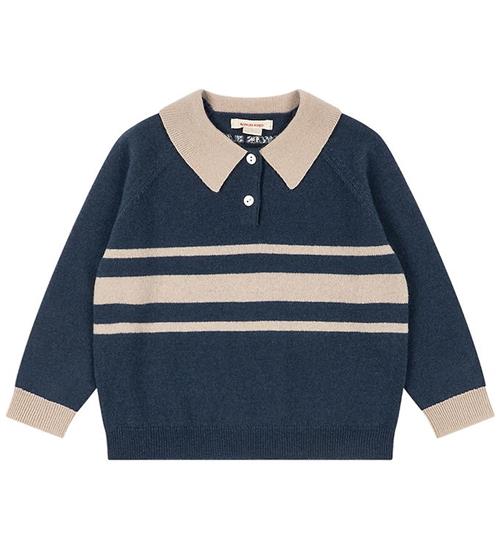 Konges Sløjd Polobluse Uld - Dark Blue Stripe