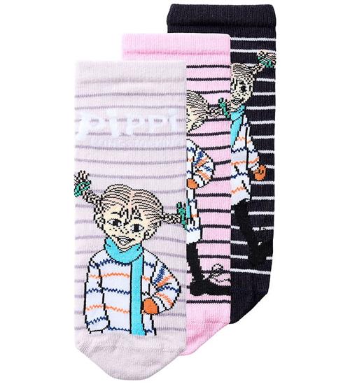 Name It Strømper - 3-pak - Pippi - NmfNidi - Lavender Gray