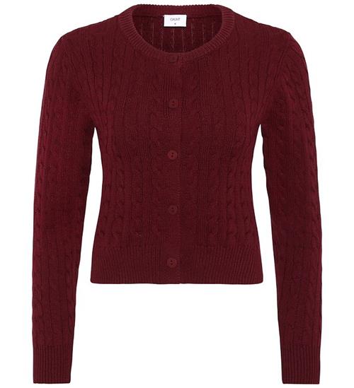 Grunt Cardigan - Cable Strik - GrLine - Dark Red
